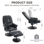 Fauteuil de massage inclinable en similicuir avec pouf
