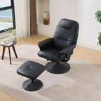 Fauteuil de massage inclinable en similicuir avec pouf