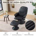 Fauteuil de massage inclinable en similicuir avec pouf