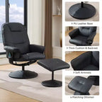 Fauteuil de massage inclinable en similicuir avec pouf