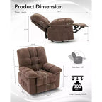 Fauteuil inclinable à bascule, fauteuil à bascule pivotant à 360° pour salon, fauteuil de nurserie rembourré en tissu avec poches latérales pour petits espaces
