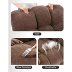 Fauteuil inclinable à bascule, fauteuil à bascule pivotant à 360° pour salon, fauteuil de nurserie rembourré en tissu avec poches latérales pour petits espaces