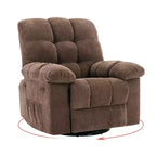 Fauteuil inclinable à bascule, fauteuil à bascule pivotant à 360° pour salon, fauteuil de nurserie rembourré en tissu avec poches latérales pour petits espaces