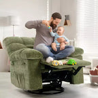Fauteuil inclinable à bascule, fauteuil à bascule pivotant à 360° pour salon, fauteuil de nurserie rembourré en tissu avec poches latérales pour petits espaces