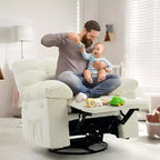 Fauteuil inclinable à bascule, fauteuil à bascule pivotant à 360° pour salon, fauteuil de nurserie rembourré en tissu avec poches latérales pour petits espaces