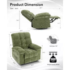 Fauteuil inclinable à bascule, fauteuil à bascule pivotant à 360° pour salon, fauteuil de nurserie rembourré en tissu avec poches latérales pour petits espaces