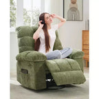 Fauteuil inclinable à bascule, fauteuil à bascule pivotant à 360° pour salon, fauteuil de nurserie rembourré en tissu avec poches latérales pour petits espaces
