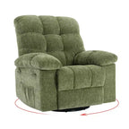 Fauteuil inclinable à bascule, fauteuil à bascule pivotant à 360° pour salon, fauteuil de nurserie rembourré en tissu avec poches latérales pour petits espaces