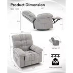 Fauteuil inclinable à bascule, fauteuil à bascule pivotant à 360° pour salon, fauteuil de nurserie rembourré en tissu avec poches latérales pour petits espaces