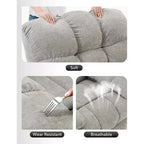 Fauteuil inclinable à bascule, fauteuil à bascule pivotant à 360° pour salon, fauteuil de nurserie rembourré en tissu avec poches latérales pour petits espaces