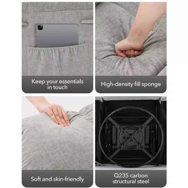 Fauteuil inclinable à bascule, fauteuil à bascule pivotant à 360° pour salon, fauteuil de nurserie rembourré en tissu avec poches latérales pour petits espaces