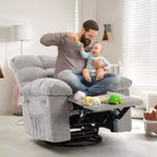 Fauteuil inclinable à bascule, fauteuil à bascule pivotant à 360° pour salon, fauteuil de nurserie rembourré en tissu avec poches latérales pour petits espaces