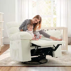Fauteuil inclinable à bascule, fauteuil à bascule pivotant à 360° pour salon, fauteuil de nurserie rembourré en tissu avec poches latérales pour petits espaces