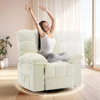Fauteuil inclinable à bascule, fauteuil à bascule pivotant à 360° pour salon, fauteuil de nurserie rembourré en tissu avec poches latérales pour petits espaces
