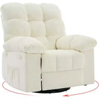 Rocking Recliner Chair, 360 Swivel Rocker Chair for Living Room, Upholstered Fabric Glider Nursery Chair with Side Pockets for Small Spaces