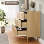 Commode haute à tiroirs en osier pour la chambre, armoire à tiroirs grande capacité, coiffeuse avec un plateau large, adaptée pour le salon, le couloir