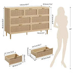 Commode haute à tiroirs en osier pour la chambre, armoire à tiroirs grande capacité, coiffeuse avec un plateau large, adaptée pour le salon, le couloir