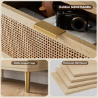 Commode haute à tiroirs en osier pour la chambre, armoire à tiroirs grande capacité, coiffeuse avec un plateau large, adaptée pour le salon, le couloir