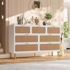 Commode haute à tiroirs en osier pour la chambre, armoire à tiroirs grande capacité, coiffeuse avec un plateau large, adaptée pour le salon, le couloir