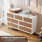 Commode haute à tiroirs en osier pour la chambre, armoire à tiroirs grande capacité, coiffeuse avec un plateau large, adaptée pour le salon, le couloir