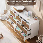 Commode haute à tiroirs en osier pour la chambre, armoire à tiroirs grande capacité, coiffeuse avec un plateau large, adaptée pour le salon, le couloir