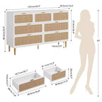 Commode haute à tiroirs en osier pour la chambre, armoire à tiroirs grande capacité, coiffeuse avec un plateau large, adaptée pour le salon, le couloir