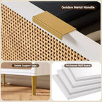 Commode haute à tiroirs en osier pour la chambre, armoire à tiroirs grande capacité, coiffeuse avec un plateau large, adaptée pour le salon, le couloir