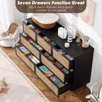 Commode haute à tiroirs en osier pour la chambre, armoire à tiroirs grande capacité, coiffeuse avec un plateau large, adaptée pour le salon, le couloir
