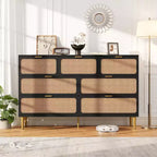 Wicker drawer tall cabinet for the bedroom, large-capacity drawer wardrobe, vanity with a wide top, suitable for the living room, hallway
