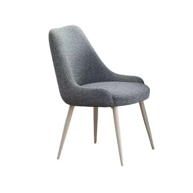 Lot de 2 chaises de salle à manger d'appoint, Bouclé bleu clair, Métal blanc cassé