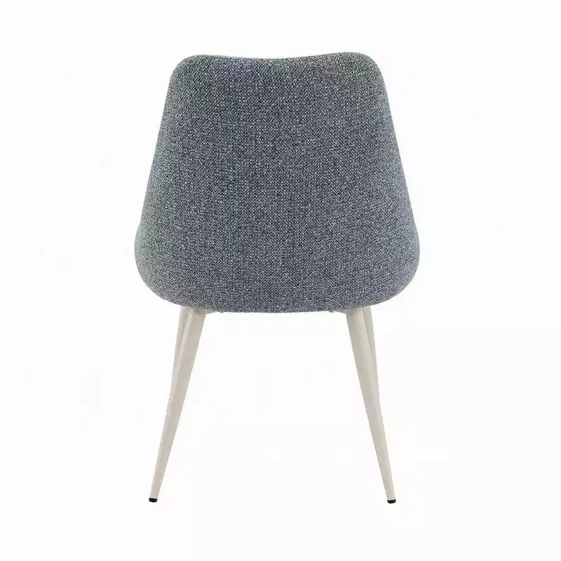 Lot de 2 chaises de salle à manger d'appoint, Bouclé bleu clair, Métal blanc cassé