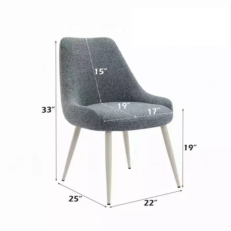 Lot de 2 chaises de salle à manger d'appoint, Bouclé bleu clair, Métal blanc cassé