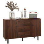 HOMCOM Storage Sideboard, Credenza Cabinet with 2 Cupboards, 3 Drawers and Adjustable Shelves, Buffet Table for Living Room, Entryway, Rustic Brown