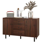Bahut de Rangement, Meuble Bas avec 2 Placards, 3 Tiroirs et Étagères Réglables, Table de Buffet pour Salon, Entrée, Marron Rustique
