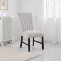 Royal Hampton Dining Side Chair Set of 2, Vertical Tufted Gray Boucle, Black