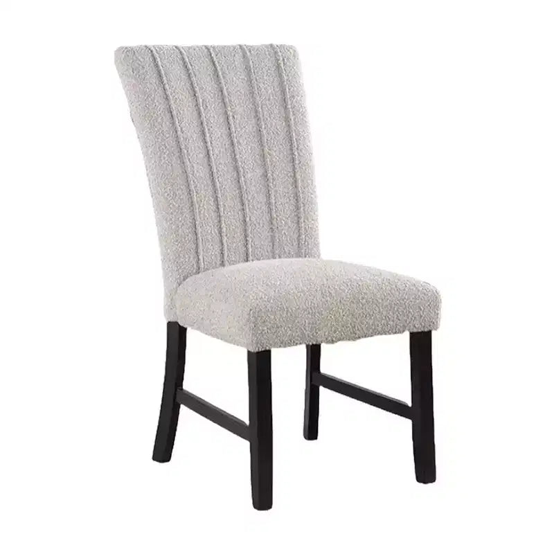 Ensemble de 2 chaises de salle à manger, bouclé gris capitonné vertical, noir