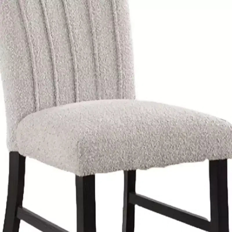 Ensemble de 2 chaises de salle à manger, bouclé gris capitonné vertical, noir