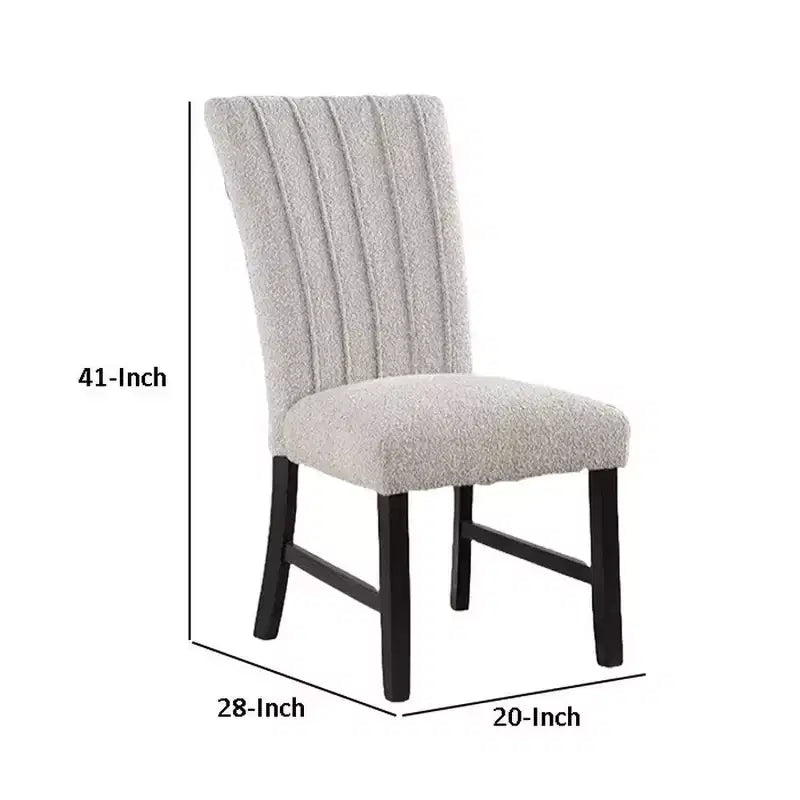Ensemble de 2 chaises de salle à manger, bouclé gris capitonné vertical, noir