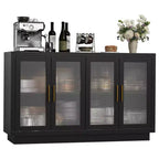 4 Fluted Glass DoorsLarge Wood Cabinet with Modern Storage Cabinet for Living Room, Dinning Room,