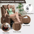 Fauteuil inclinable surdimensionné en tissu pivotant à 360° avec fonction chauffante et massante, large fauteuil inclinable paresseux pour adultes