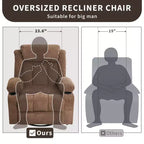Fauteuil inclinable surdimensionné en tissu pivotant à 360° avec fonction chauffante et massante, large fauteuil inclinable paresseux pour adultes