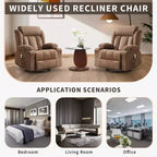 Fauteuil inclinable surdimensionné en tissu pivotant à 360° avec fonction chauffante et massante, large fauteuil inclinable paresseux pour adultes