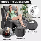 Fauteuil inclinable surdimensionné en tissu pivotant à 360° avec fonction chauffante et massante, large fauteuil inclinable paresseux pour adultes