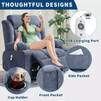 Fauteuil inclinable surdimensionné en tissu pivotant à 360° avec fonction chauffante et massante, large fauteuil inclinable paresseux pour adultes