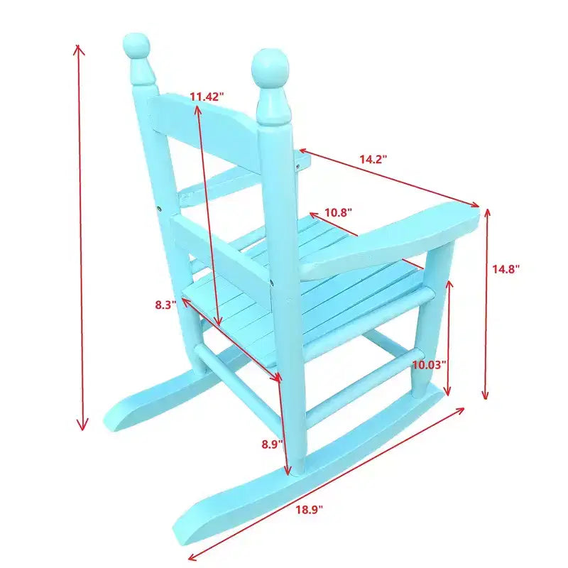 Fauteuil à bascule pour enfants, conception robuste en bois dur avec dossier à lattes, sûr et confortable, facile à assembler