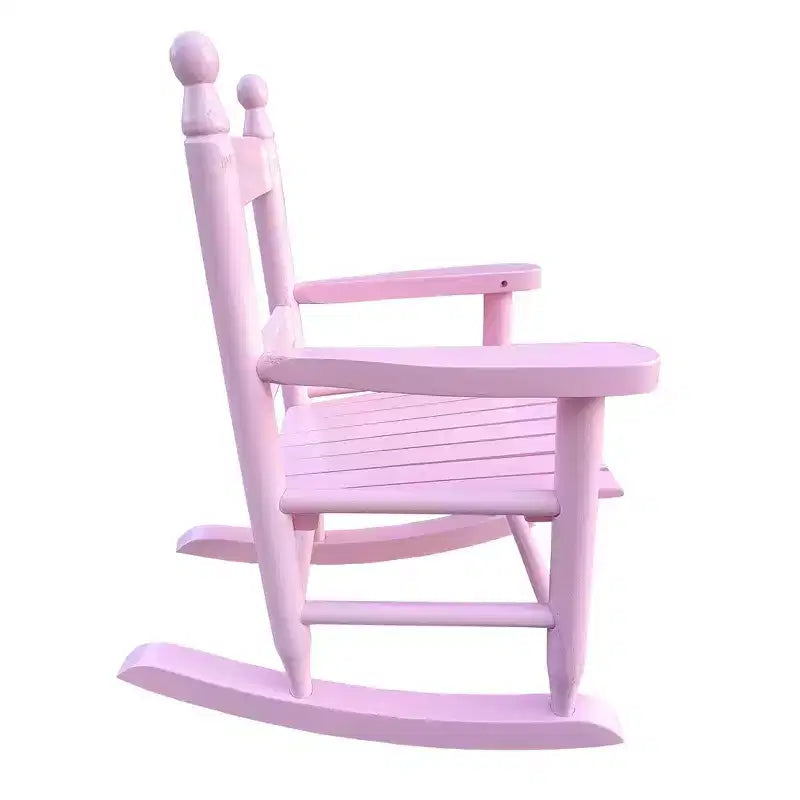 Fauteuil à bascule pour enfants, conception robuste en bois dur avec dossier à lattes, sûr et confortable, facile à assembler