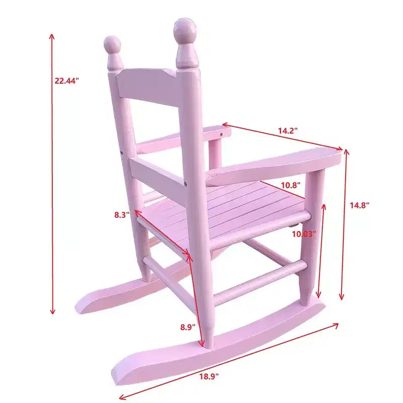 Fauteuil à bascule pour enfants, conception robuste en bois dur avec dossier à lattes, sûr et confortable, facile à assembler