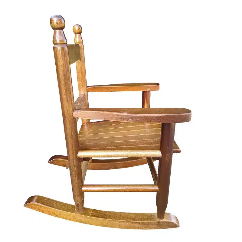 Fauteuil à bascule pour enfants, conception robuste en bois dur avec dossier à lattes, sûr et confortable, facile à assembler