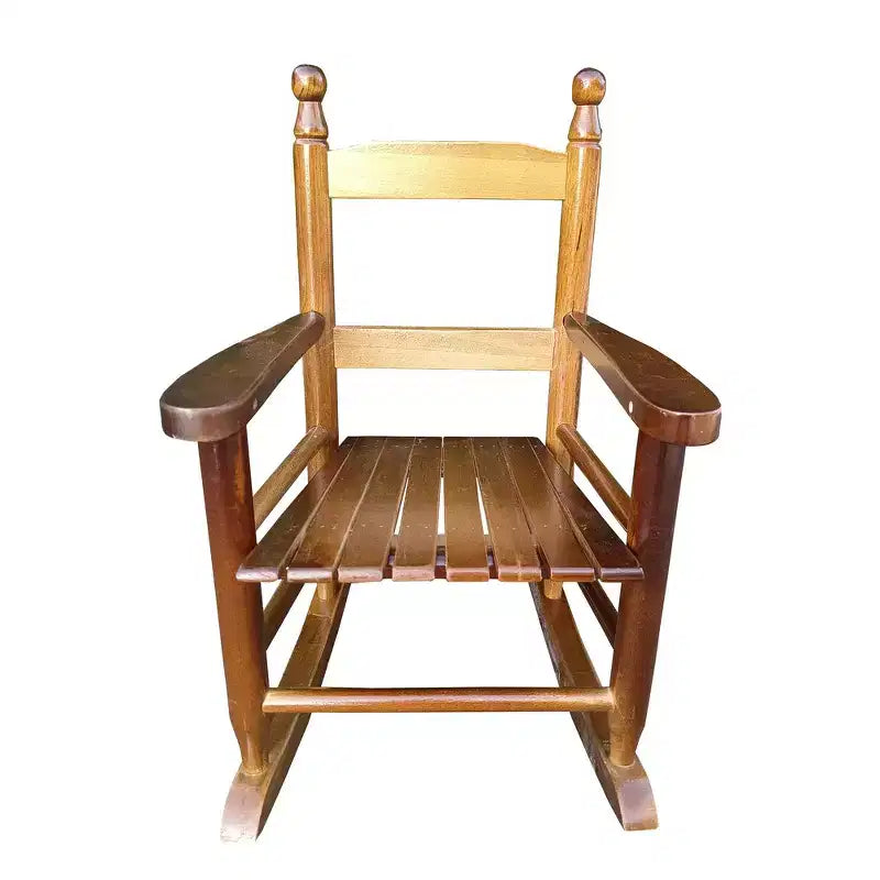 Fauteuil à bascule pour enfants, conception robuste en bois dur avec dossier à lattes, sûr et confortable, facile à assembler