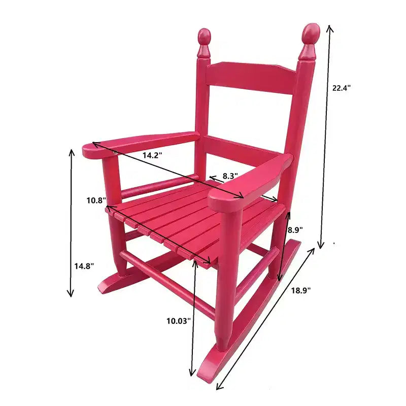 Fauteuil à bascule pour enfants, conception robuste en bois dur avec dossier à lattes, sûr et confortable, facile à assembler
